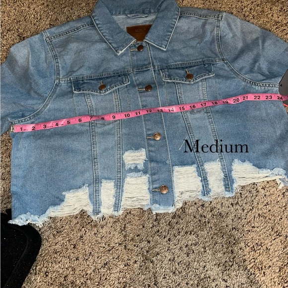 Custom Rhinestone Denim Fringe Jacket - Picture 9 of 17